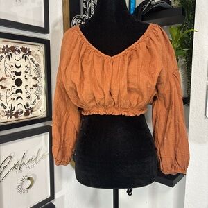 Universal Thread Women's Orange Long Sleeve Blouse